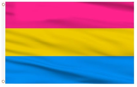 AhfuLife Drapeau Pansexuel Arc-en-Ciel LGBT 90x150cm, 1Pcs Drapeau Gay Pride Double Face avec Œillets Laiton en Polyester pour Pride Day Marche des Fiertés Événement Decor Jardin Bar Masion
