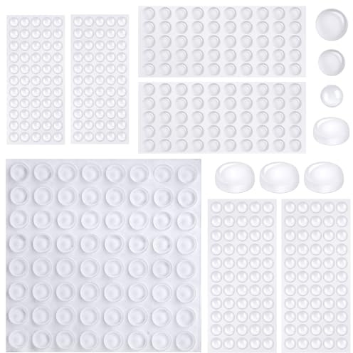 364 Pièces Tampon en Caoutchouc Autocollant, Butée de Porte Murale, Tampons de Protection Transparents pour Protection Poignée Porte, Panneaux de Verre, Meubles, Armoires (4 Tailles)