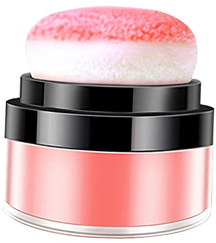 GALPADA Rubor Polvo Suelto Coral Rojo Tamaño Compacto Para Mujer Maquillaje Natural Cojín Con Cabezal De Brocha Suave Uso Diario