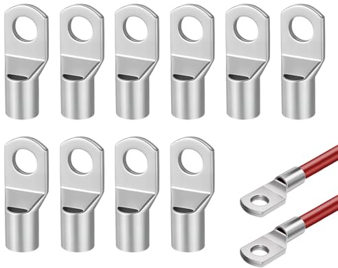10 piezas terminales tubulares 50 mm² M8, terminal de crimpado desnudo SC50-8 terminales eléctricas de engarzado de 50 mm², conector de cable redondo ojal de cobre estañado anillo de cable