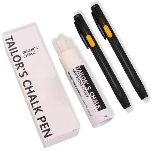 KisMate Heat Erasable Pen for Fabric, 2Pcs Chalk Pens & Fabric Markers with 20 Refills, Tailors Chalk Pencil & Fabric Chalk for Sewing, DIY Sewing Chalk Marker Pens