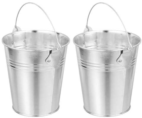 DOITOOL Secchio per Grasso da Barbecue Portatile 2 Pezzi, Secchio di Metallo per Olio Barbecue, Contenitore per Raccolta Olio Compatto per Grigliate all'Aperto