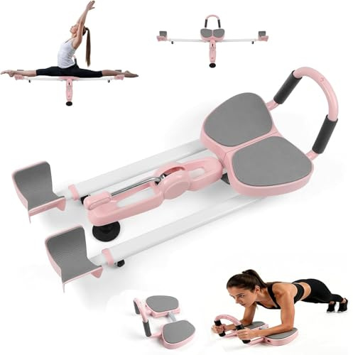 Splitmaskin med ryggstöd, bensträckare för flexibilitet, 180° stretchutrustning med längdjustering i 6 nivåer och bekväm dyna, hemstretchmaskin för dans, gymnastik, kapacitet på 440 kg