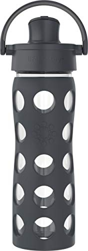 Lifefactory 16oz Glass Water Bottle with Active Cap, Carbon