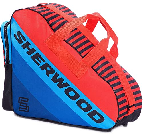 Sherwood Schlittschuhtasche, Inliner-Tasche für Erwachsene und Kinder, Eishockey-Bag, ideal für Rollschuhe und Eislaufschuhe (Stormblue/Red)