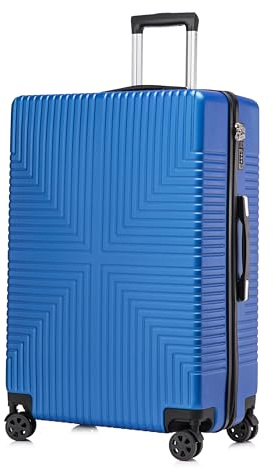 DK Luggage 24 Medium Lightweight Hard Shell Suitcase 4 Wheel Spinner Luggage ABS-30 Blue