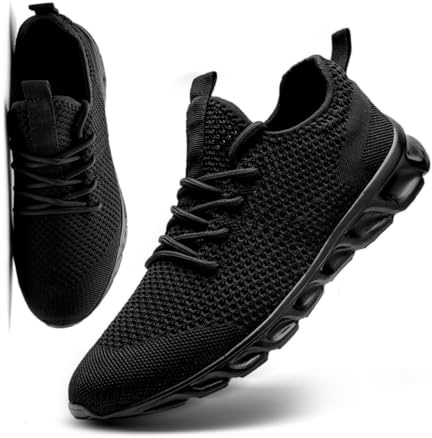 MGNLRTI Men's trainers, walking shoes, breathable road running shoes, lightweight, leisure sports shoes for indoors, jogging, workout, fitness, tennis shoes, fashion, A Black 8058, 14.5 UK