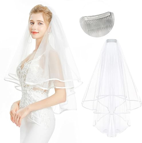YOFASEN Brautschleier - Hochzeitsschleier mit Kamm Zubehör für Kostümpartys und Fotografie