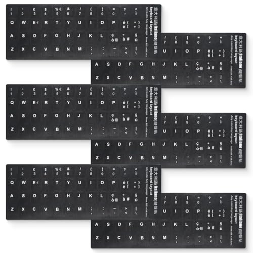 JEYORZY Adesivi Tastiera Italiana, 6 Pezzi Universali Per Conversione Layout, Materiale Opaco, Adatti a Qualsiasi Tastiera Standard (Nero)