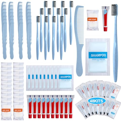 Hushee Lot de 48 articles de toilette pour le corps - Pour homme et femme - Pour les voyages - Organismes caritatifs - Magasin - Shampoing, brosse à dents, dentifrice, peigne et bain