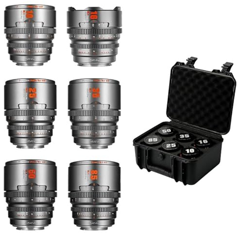 7atisans 10/16/25/35/50/85mm T2.1 Cine-Lens Serie 6 Pacchetto Super 35 Hope Prime per fotocamere FX Mount (Titan).