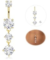YADOCA Titan navelstänger silver guld navelstång 14 g CZ dinglande navelpiercing magringar piercing smycken hjärta fjäril tårdroppe hängande