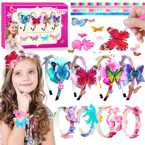 WuikerDuo Geschenk Mädchen 5 6 7 8 Jahre,Bastelset Kinder ab 6-4-5，Haarschmuck Basteln Mädchen 5 6 7 8 jahre,Kreatives Set Geburtstagsgeschenk 5-12