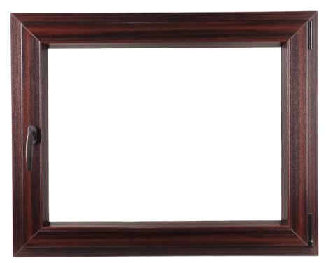 ALUCON Kellerfenster 700x500 mm – Fenster 70x50 cm – Kunststofffenster Innen Mahagoni/Außen Mahagoni – Flügelfenster DIN Rechts
