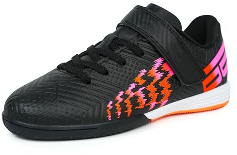 JABASIC Barn futsal inomhus fotbollsskor pojkar flickor fotboll hallsneakers, Svart orange, 33 EU
