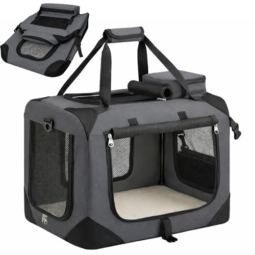 DOLCEPAW Transportin Plegable (49 x 35 x 35 cm) para Perros y Gatos con Marco de Hierro Plegable & Manta Acolchada, Caseta para Perros Resistente al Agua, Ideal para Perros y Gatos