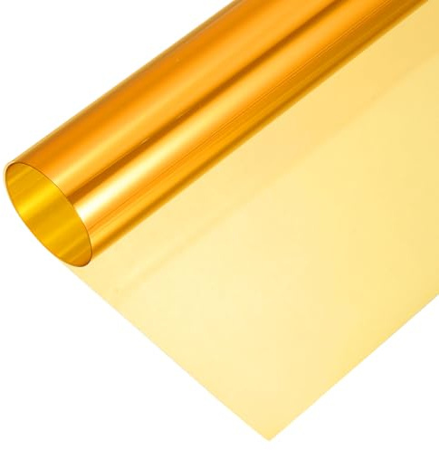 sourcing map Iridescent Window Film,30cm x 100cm Iridescent Holographic PVC Fabric Dichroic Film Clear Vinyl Paper Roll for DIY Craft Gift Wrapping Bag Decoration,Gold