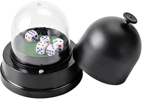 Bandeja de dados automáticos con 5 dados y cubierta, dados electrónicos, para fiestas, rodillo automático, color negro