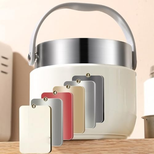 Contenitore termico per alimenti da 1500 ml con sistema di ritenzione della temperatura a 6 strati, ciotola in acciaio inox a prova di perdite, con scomparti separati e cucchiaio pieghevole (A)