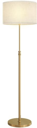 HOMCOM Lampada da Terra con Telecomando e Luminosità Regolabile 3000K-6000K, Lampada da Pavimento Dimmerabile con Paralume in Tessuto, per Soggiorno e Camera, Oro