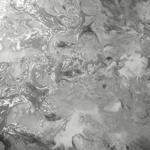 Trafagala Grey Marble Silver Wallpaper for Living Room Feature Glitter Metallic Marble Effect Grey and White Wallpaper for Bedroom