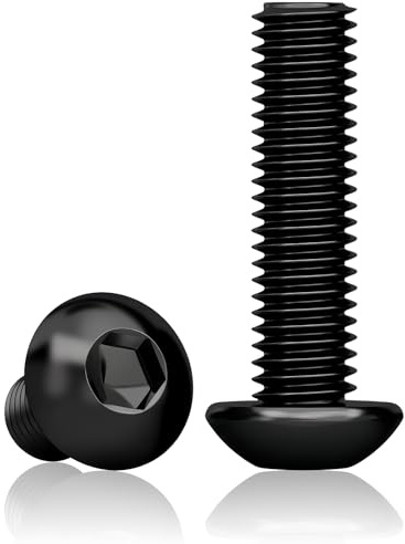 60 st linshuvudskruv M5x16 mm, rostfritt stål svart insex | M5x16 mm rostfritt stål A2 V2A svart med insex och helgänga för möbler, verkstad och DIY