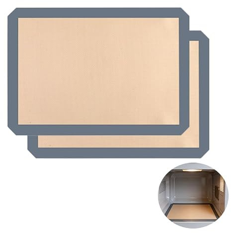 Bakmatta i silikon set om 2 42 x 29,5 cm grå – återanvändbar återanvändbar bakfolie non-stick-belagd BPA-fri – värmebeständigt bakunderlägg för ugn makroner bröd – diskmaskinssäker silikonmatta