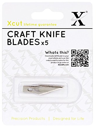Xcut No. 1 Craft Knife Spare Blades 5pk - Perfect Tool Set for Cutting Matt & Craft Mat, Ideal Art Set for cutting A4 Paper, Lino Cutting Tools, Scrapbook Paper, Craft Paper, Art Paper & Craft Foam