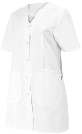 BP 1640-485-21-32n - Chaqueta para mujer, manga 1/2, cuello en V con botón de presión, 215,00 g/m², mezcla de tela, color blanco, 32n