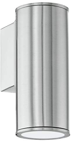 EGLO LED Außen-Wandlampe Riga, 1 flammige Außenleuchte, Wandleuchte aus Edelstahl, Farbe: Silber, IP44