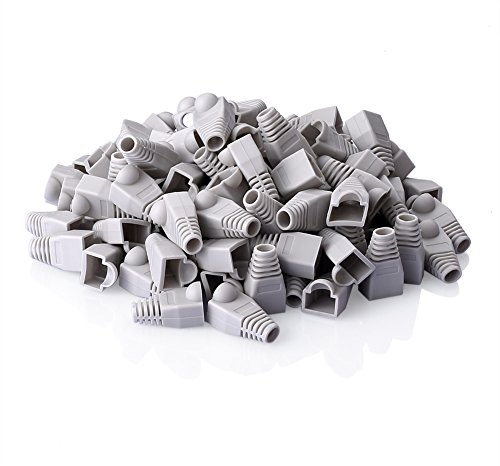 Sienoc Plastic RJ45 Cat5e Nätverk modulär Plug Boot Cover 100 Grey endast knäskydd