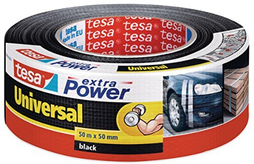 tesa Extra Power Universal Gewebeband/Witterungsbeständiges Panzertape in Schwarz zum Abdichten, Isolieren, Befestigen und Reparieren / 50m x 50 mm (Schwarz) (Menge 6)