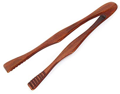SagaSave 1 pinza de madera natural para alimentos, pinzas de cocina de madera de bambú duradero, respetuoso con el medio ambiente, apto para tostadas, ensaladas, barbacoas, cocinar, hornear, freír