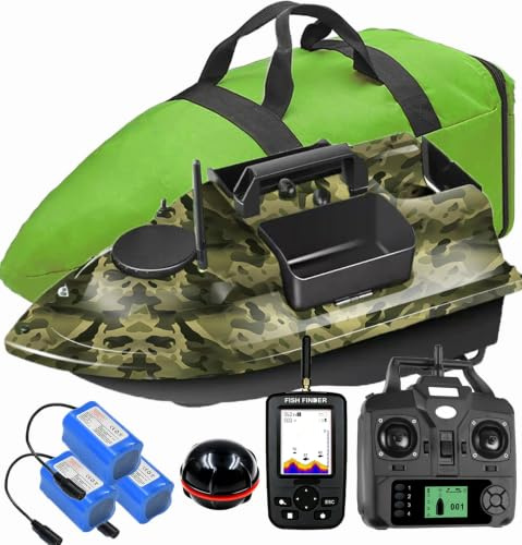 YLLLLY 12000mah 500M 3 tramogge GPS barchino carpfishing Bait Boat Carp Hook Post barca da pesca, sensore LCD Fishfinder, con borsa, Batteria di grande capacità, regala antenne,