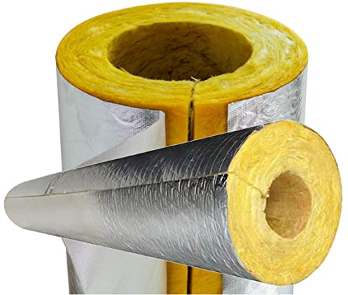 50mm Engrosada Aislamiento De Tuberías De Lana De Roca De Agua,Coquilla Aislante De Papel De Aluminio Autoadhesivo,Anticongelante (Size : 27mm/1)