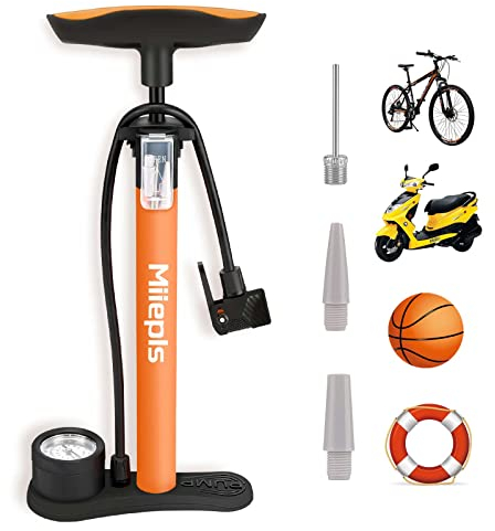 Fahrradpumpe Luftpumpe Fahrrad für alle Ventile, Standpumpe mit Großem Manometer bis 11 Bar/ 160 PSI, Standluftpumpe für Rennrad E-Bike, Mountainbike, Luftkissen
