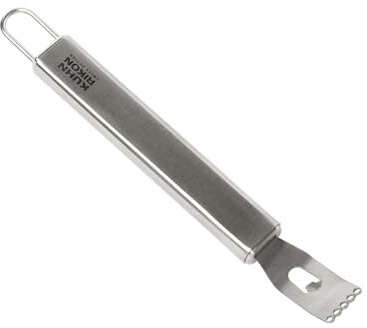 Kuhn Rikon Essential Zester - 18/10 Stainless Steel Citrus Zester and Grater for Lemon, Lime, Orange and Cheese, Comfortable Handle, Durable Kitchen Tool, Dishwasher Safe, Hanging Eyelet