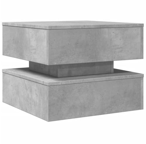 vidaXL Tavolino da Salotto con Luci LED Grigio Cemento 50x50x40 cm