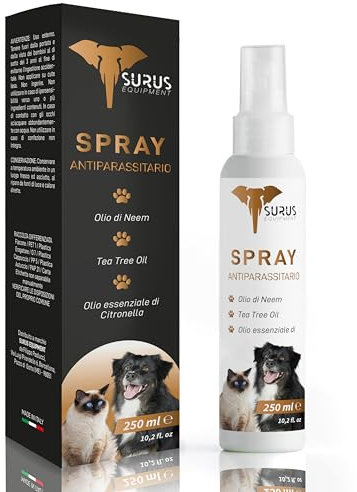 Olio di Neem per Cani e Gatti 250 ml, Antiparassitario Cani e Gatti Naturale Antizecche e Antipulci, Protezione Contro Zanzare, Mosche, Acari e Pidocchi, Sicuro su Pelle Sensibile, Uso Quotidiano
