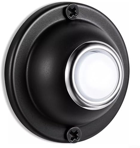 HEBEOT Bouton poussoir de sonnette rond en métal noir filaire éclairé LED pour porte d'entrée de la maison