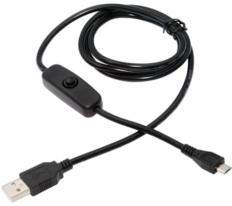 NFHK Micro USB2.0 till typ-A-kabel med på/av-strömbrytarknapp mikro 5 stift för DC 5 V skrivbord fläktkamera