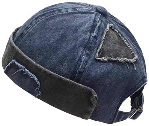 LXOrdora Mens Sailor Hats Brimless Denim Docker Caps Beanie Blue
