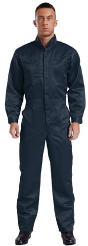 Riismen Uomo Tuta da Lavoro Cotone Tute Maniche Lunghe Completo Intero Uniformi da Lavoro Abbigliamento Protettivo Costume Cosplay Carnevale Costumi da Spettacolo Blu navy XL