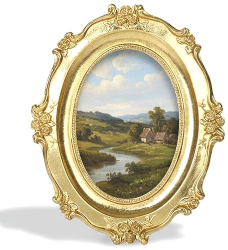 Peosaard Cornici ovali vintage, cornici vintage ovali 4x6 dorate per esposizione da tavolo e da parete, antiche