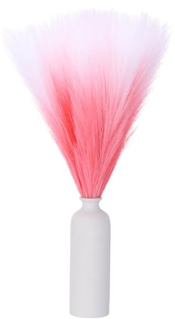 QUARKZMAN 6 st falsk pampasgräs 18 tum mjuk blomma dekoration för bröllop och hem gradient rosa