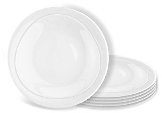 Seltmann Weiden Trio Weiß Uni Frühstücksteller-Set 6-teilig, Ø 23 cm, Runde Kuchenteller mit unverwechselbarem Design, Porzellan, Spülmaschinen- & Mikrowellenfest