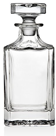Godinger Clarion Square Whiskey Decanter with Glass Stopper for Wine, Bourbon, Brandy, Liquor, Juice 25 oz, Perfect for Engraving
