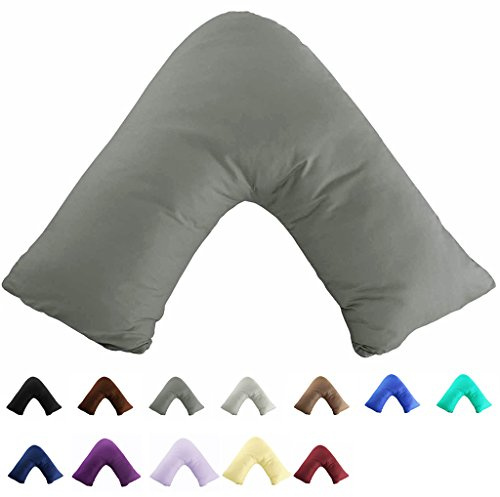 TAOSON Federa per cuscino in 100% cotone a 300 fili, a forma di V, tri/boomerang, senza inserto (grigio scuro/grigio)