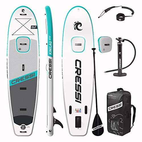 CRESSI Kinilau 2.0 Edition SUP 10'6, Tavola Gonfiabile per Praticare Lo Stand Up Paddling Unisex Adulto, Bianco/Acquamarina, Taglia Unica