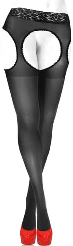 sesto senso Hosenträger Strumpfhose mit offenem Schritt 15 Den Spitze Strumpfband Gürtel Strümpfe 4 L Schwarz
